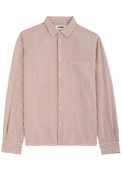 Ymc You Must Create Ymc Curtis Striped Woven Shirt In Brown