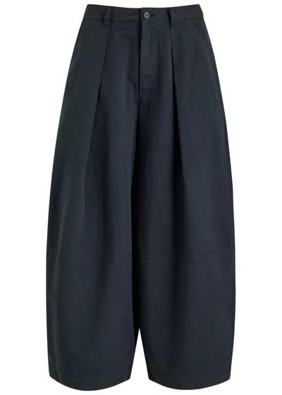 Ymc You Must Create Ymc Deadbeat Barrel-leg Cotton-blend Trousers In Navy