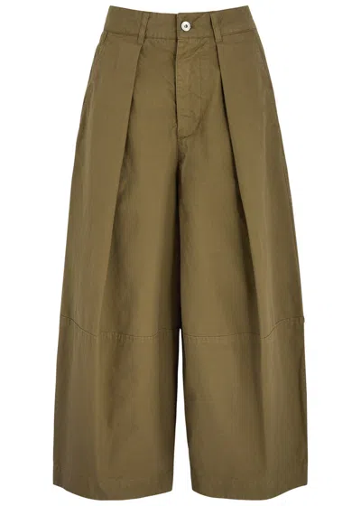 Ymc You Must Create Ymc Deadbeat Pleated Wide-leg Cotton Trousers In Brown
