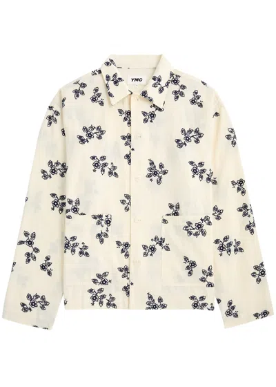 Ymc You Must Create Ymc Floral-embroidered Cotton-blend Shirt In Beige