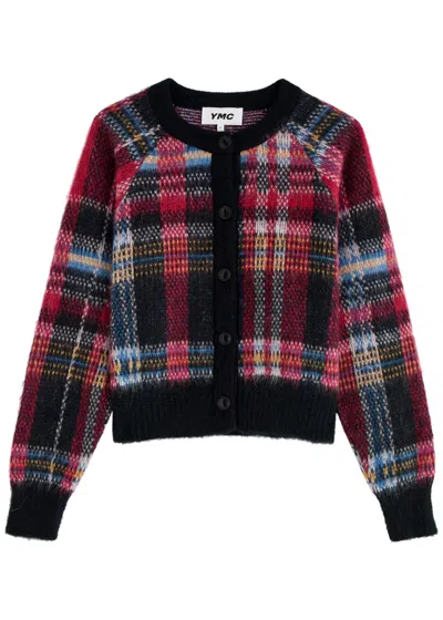 Ymc You Must Create Ymc Foxtail Tartan-intarsia Cropped Knitted Cardigan In Multicoloured