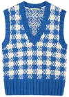 Ymc You Must Create Ymc Heidi Checked Knitted Cotton Vest In Blue And White