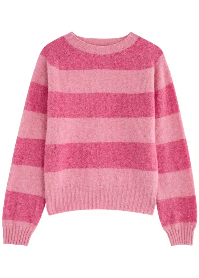 Ymc You Must Create Ymc Jet Striped-intarsia Wool Jumper In Pink