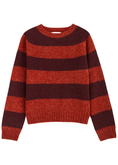 Ymc You Must Create Ymc Jets Striped Wool Jumper In Burgundy