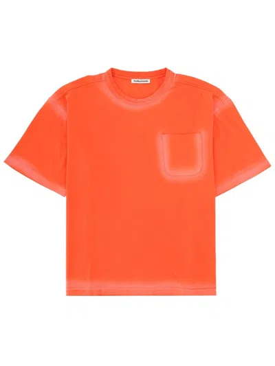 Ymc You Must Create Short Sleeve Crew Neck Shirt Pocket In Orange