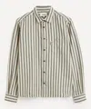 Ymc You Must Create Curtis Striped Cotton Shirt In Ecru / Grey