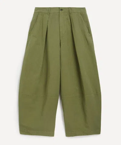 Ymc You Must Create Ymc Mens Green Deadbeat Cotton-linen Trousers