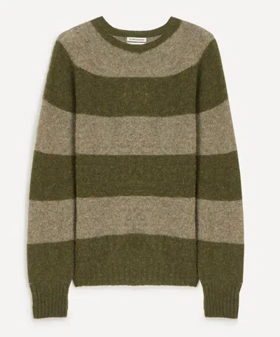 Ymc You Must Create Ymc Mens Green Suedehead Stripe Jumper