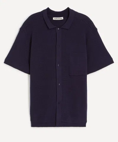 Ymc You Must Create Ymc Mens Mitchum Knit Short-sleeve Shirt In Blue