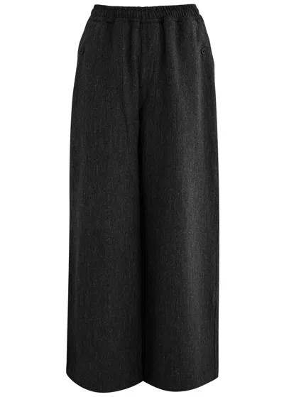 Ymc You Must Create Ymc Miners Striped Wide-leg Wool-blend Trousers In Grey
