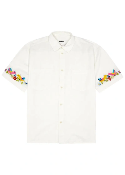 Ymc You Must Create Ymc Mitchum Embroidered Cotton-blend Shirt In Powder