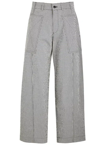 Ymc You Must Create Ymc Peggy Checked Cotton-blend Trousers In Navy