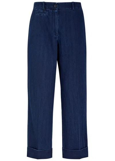 Ymc You Must Create Ymc Sailor Cropped Cotton Trousers In Indigo