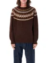 Ymc You Must Create Round-collar And Long-sleeved Sweater In Brown Multi