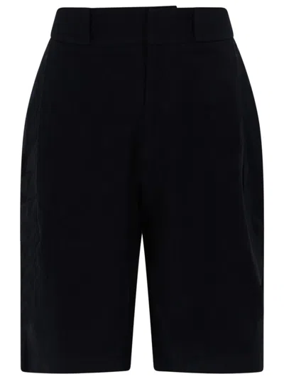 Ymc You Must Create Neutrals Carax Flat Front Cotton-linen Shorts In Black