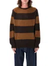 Ymc You Must Create Ymc Stripes Shetland Sweater In Brown Stripe