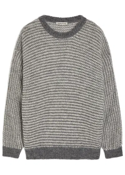 Ymc You Must Create Ymc T Shape Striped Wool-blend Jumper In Gray