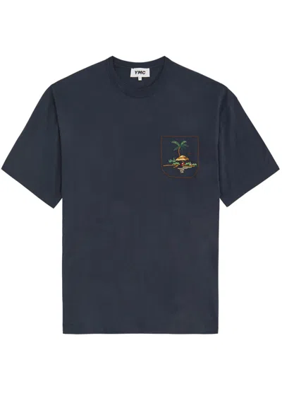 Ymc You Must Create Ymc Triple Embroidered Cotton T-shirt In Navy