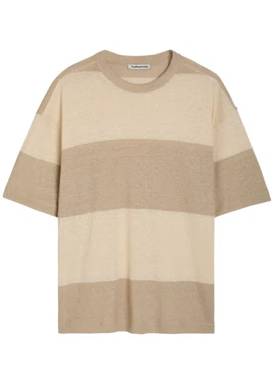 Ymc You Must Create Ymc Triplet Striped Cotton-knit T-shirt In Neutral