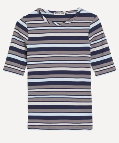 Ymc You Must Create Ymc Women's Charlotte Multi-stripe Short-sleeve T-shirt In Blue