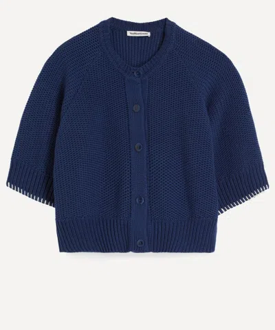 Ymc You Must Create Ymc Women's Kwai Blue Cotton Short-sleeve Cardigan