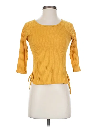 Pre-owned Ymi 3/4 Sleeve Top Yellow Boatneck Tops