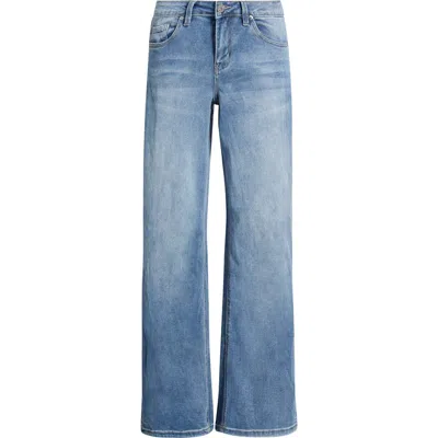 Ymi Bella Butterfly Wide Leg Jeans In Blue