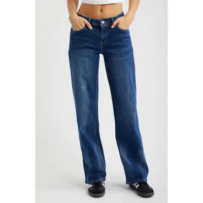 Ymi Bella Butterfly Wide Leg Jeans In Blue