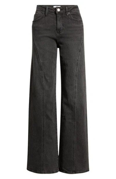 Ymi Bella Seam Detail Wide Leg Jeans In Black
