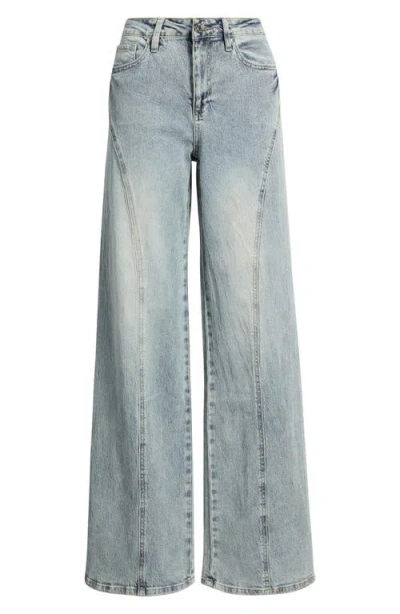 Ymi Bella Seam Detail Wide Leg Jeans In Brown