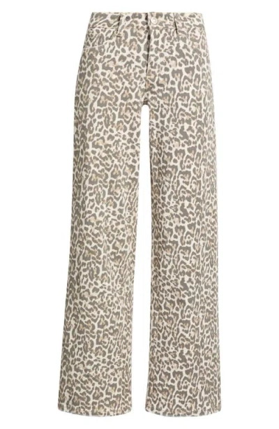 Ymi Britney Camo Low Rise Wide Leg Jeans In Light Leopard
