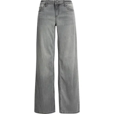 Ymi Britney Low Rise Wide Leg Jeans In Gray