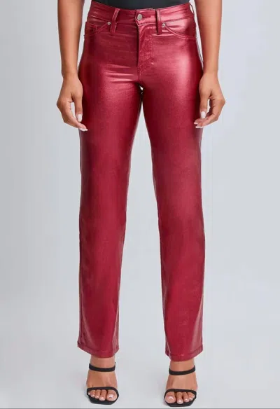 Ymi Candy Pleather Metallic Pants In Red