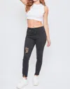 Ymi Distressed Ankle Joggers In Black