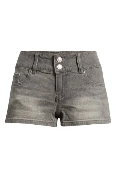 Ymi Flap Pocket Denim Shorts In Gray
