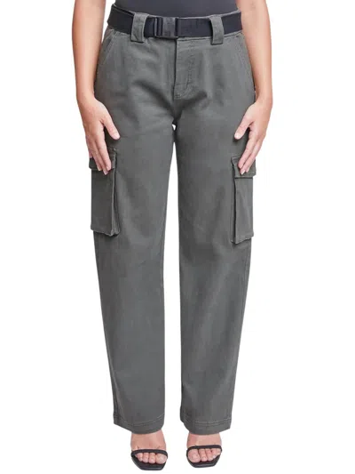 Ymi High Rise Belted Cargo Pants In Olive In Green
