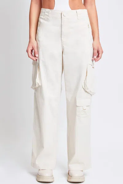 Ymi High Rise Cargo Jeans In Ecru In White