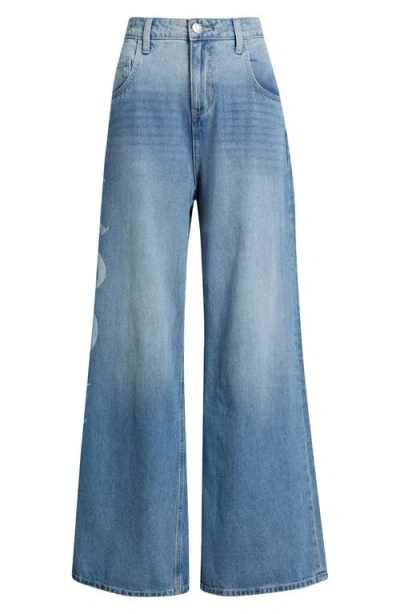 Ymi High Waist Wide Leg Jeans In Medium Blue