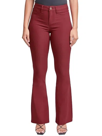 Ymi Hyperstretch High Rise Flare Jeans In Dark Rose In Red