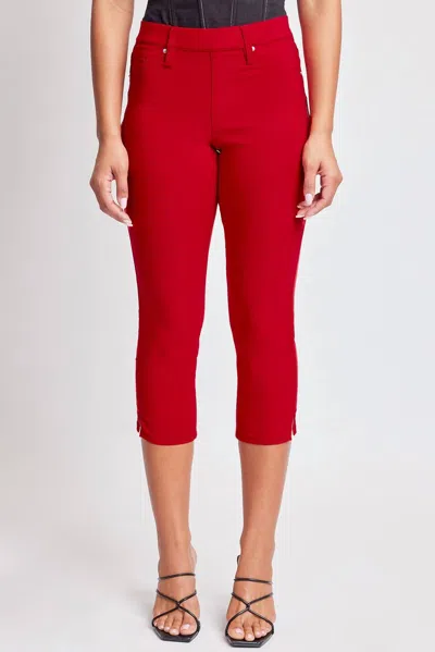 Ymi Hyperstretch Pull On Capri In Ruby Red