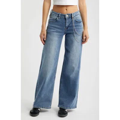Ymi Joey Butterfly Baggy Wide Leg Jeans In Blue