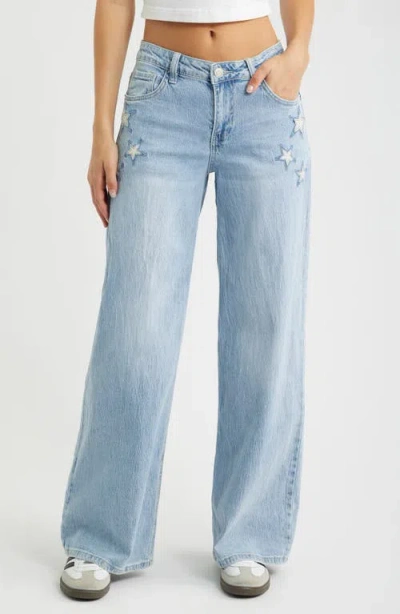 Ymi Joey Star Wide Leg Jeans In Blue