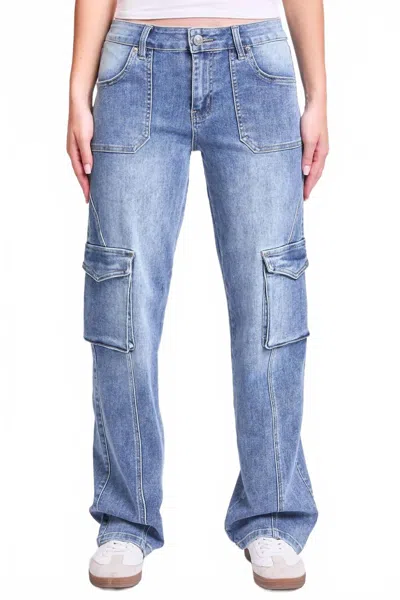 Ymi Junior High Rise Skater Straight Leg Jeans In Medium Wash In Blue