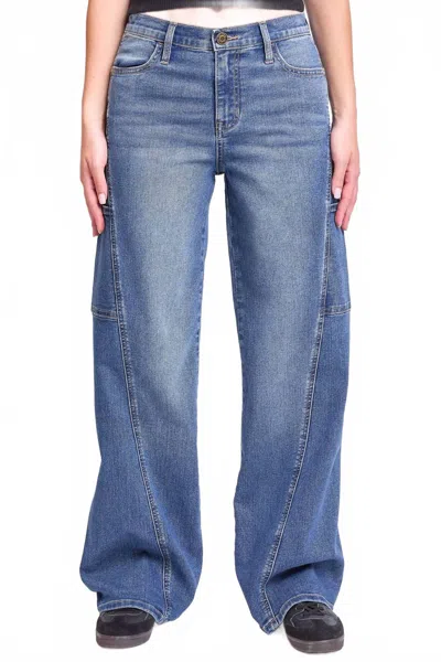 Ymi Junior High Rise Wide Leg Jeans In Medium Blue