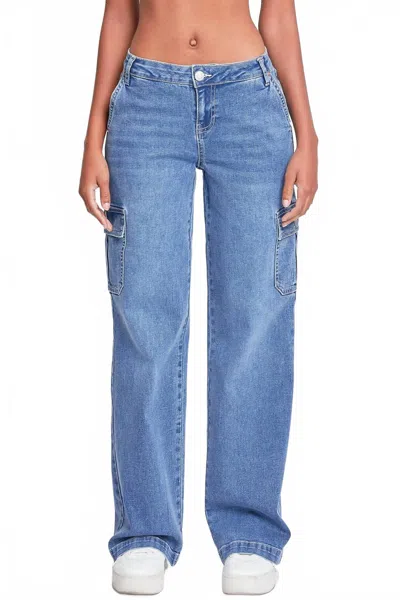 Ymi Junior Low Rise Straight Leg Jeans In Medium Blue