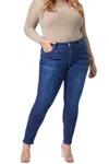 Ymi Junior Plus Wannabettabutt Mid-rise Skinny Jean In Dark Indigo In Purple