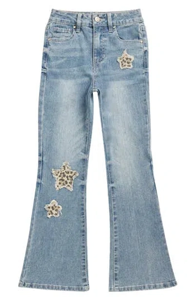 Ymi Kids' Animal Patch Flare Leg Jeans In Blue