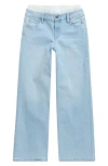 Ymi Kids' Boxer Insert Wide Leg Jeans In Blue
