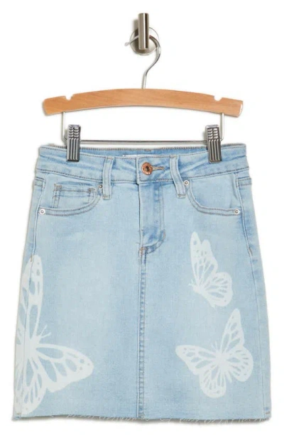 Ymi Kids' Butterfly Denim Skirt In Blue