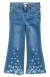 Ymi Kids' Butterfly Print Flared Jeans In Blue